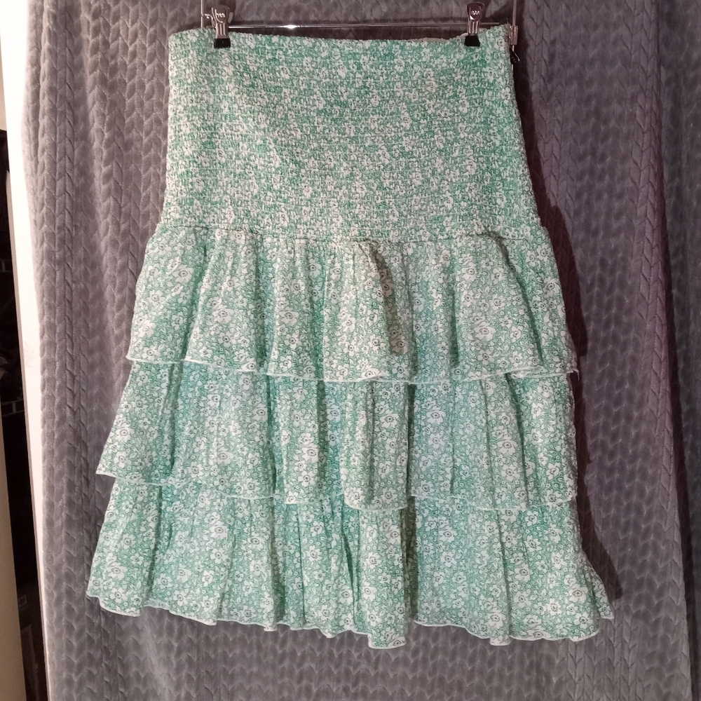 Old Navy Mint Green Floral Tiered Strapless Dress